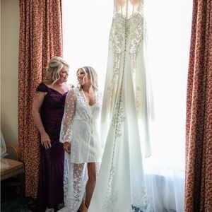 Elegant White Lace Bridal Robe with slip